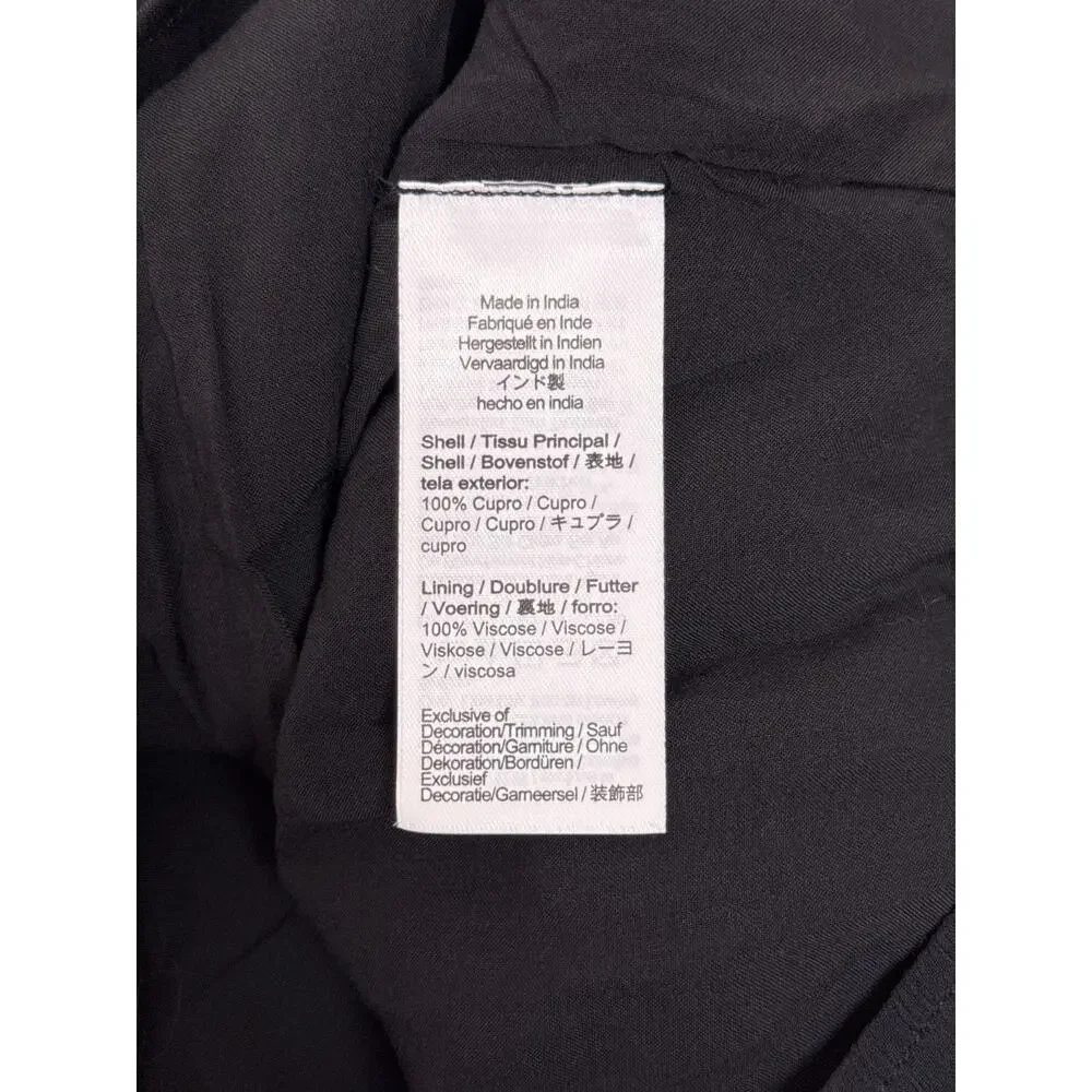 New J Crew Blouse Small Womens Drapey Shirred Top Crinkle Cupro Sheer Black
